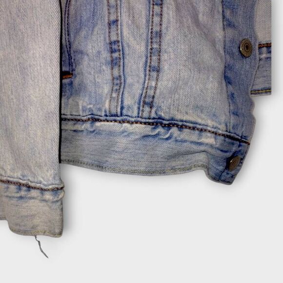 Levis Original Denim Light-Wash Slim Fit Trucker Button Jacket Faded‎ Distressed - Picture 7 of 15